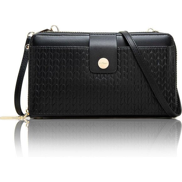 🆕Women Black PU Leather Crossbody Cell Phone Wallet Purse RFID Protection Card - Picture 1 of 7